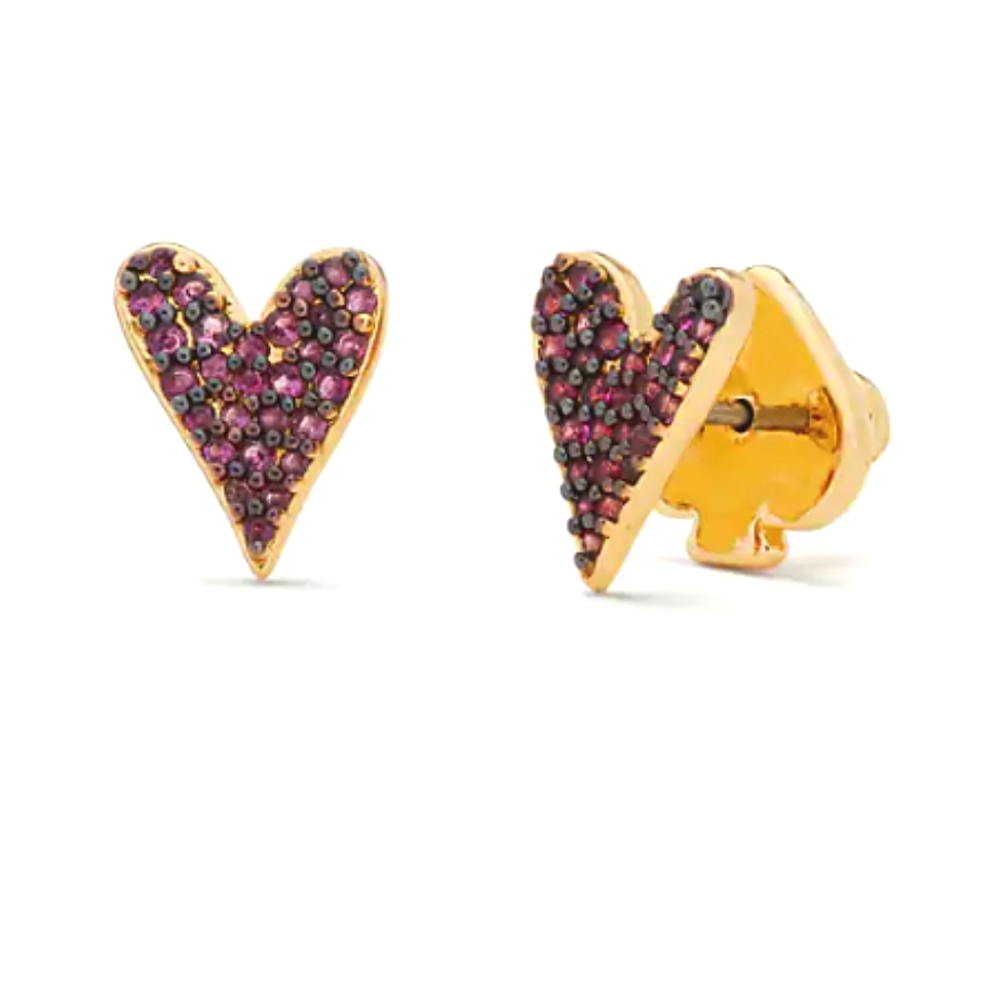 Pink Sweetheart Cubic Zirconia Gold Stud Earrings Kate Spade Sparkly Valentine's